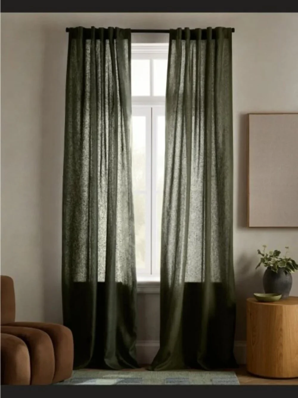 Quince European Linen Curtain Light Filtering Single Panel 48